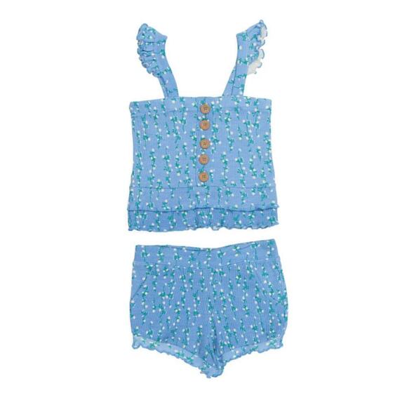Nanette Lepore Other - NWT Nanette Lepore Big Girl 2-Pc Floral Print Ribbed Ruffle Top and Shorts Set